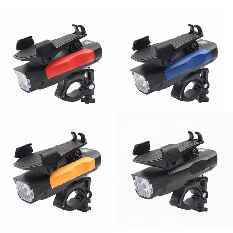 Rynx | 500LM Bicycle Light Mobile Phone Holder Multi-Function Riding Front Light With Horn 2400 mAh (Black Orange)