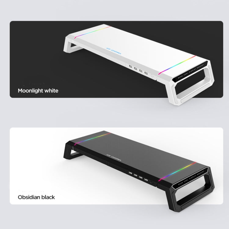 Rynx | ICE COOREL T1 Monitor Elevated Rack Foldable Laptop Stand With RGB Lighting & 4xUSB2.0 Extension Interface (Obsidian Black)