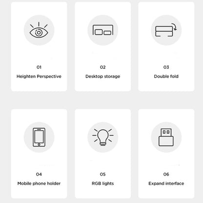 Rynx | ICE COOREL T1 Monitor Elevated Rack Foldable Laptop Stand With RGB Lighting & 4xUSB2.0 Extension Interface (Obsidian Black)