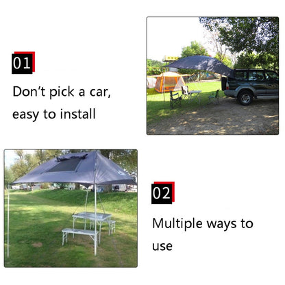 Rynx | LADUTA Outdoor Self-Driving Tour Barbecue Camping Car Side Tent Car Tail Extension Tent Supplies(Painted Silver)