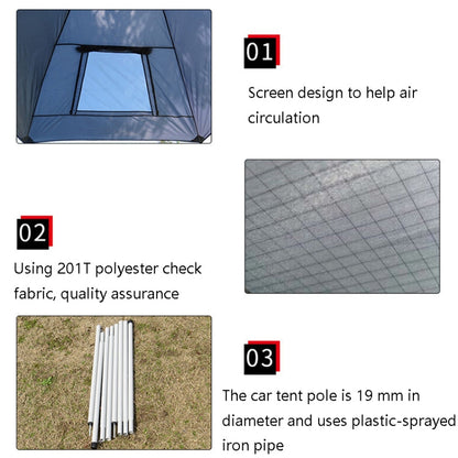 Rynx | LADUTA Outdoor Self-Driving Tour Barbecue Camping Car Side Tent Car Tail Extension Tent Supplies(Painted Silver)