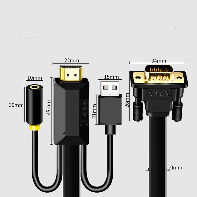 Rynx | 10m JH HV10 1080P HDMI to VGA Cable Projector TV Box Computer Notebook Industrial Display Adapter Cable