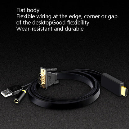 Rynx | 10m JH HV10 1080P HDMI to VGA Cable Projector TV Box Computer Notebook Industrial Display Adapter Cable