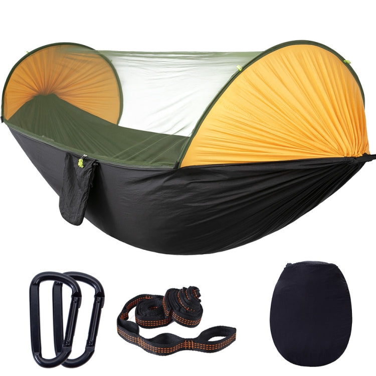 Rynx | Anti-Rollover Automatic Quick-Opening Mosquito Net Hammock Outdoor Camping Double Anti-Mosquito Hammock, Size: 290x140cm(Yellow Black)