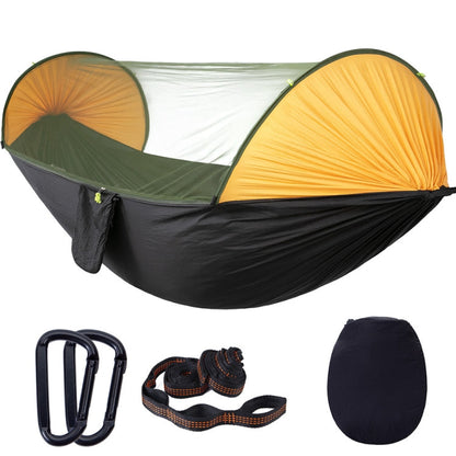 Rynx | Anti-Rollover Automatic Quick-Opening Mosquito Net Hammock Outdoor Camping Double Anti-Mosquito Hammock, Size: 290x140cm(Yellow Black)