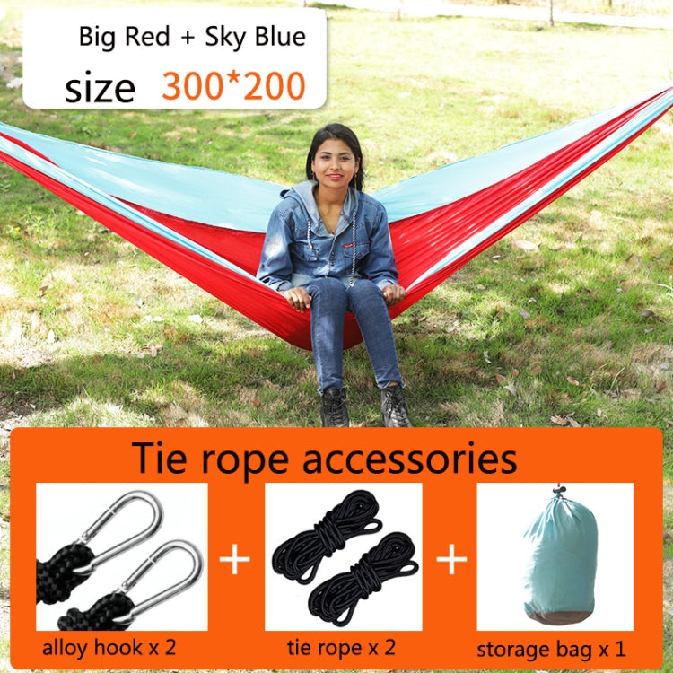 Rynx | Outdoor Hammock Nylon Parachute Cloth Travel Camping Swing, Style: 3m x 2m (Red+Sky Blue)