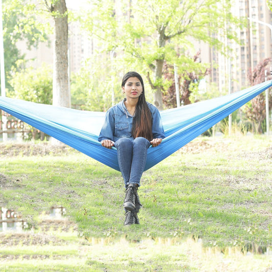 Rynx | Outdoor Hammock Nylon Parachute Cloth Travel Camping Swing, Style: 3m x 2m (Sky Blue+Royal Blue)