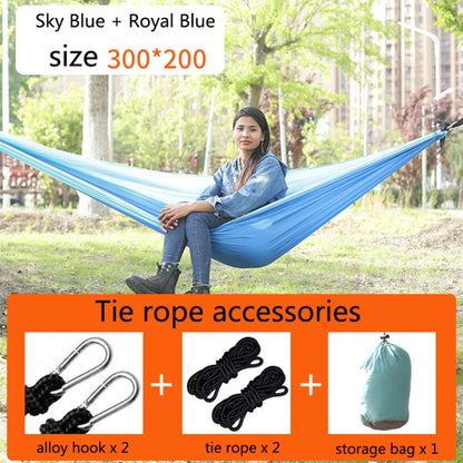 Rynx | Outdoor Hammock Nylon Parachute Cloth Travel Camping Swing, Style: 3m x 2m (Sky Blue+Royal Blue)