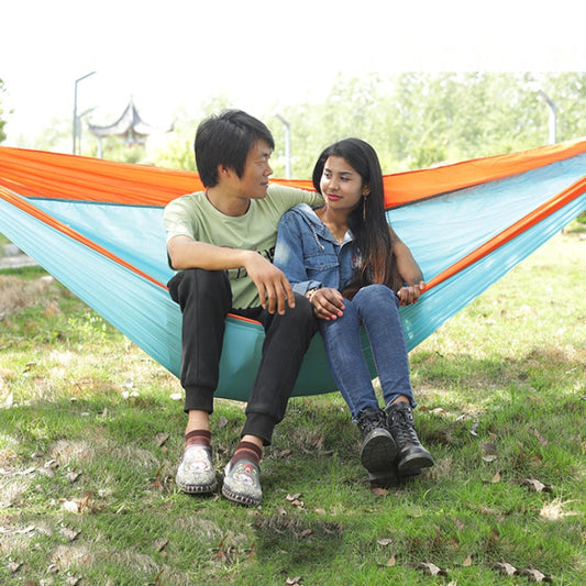 Rynx | Outdoor Hammock Nylon Parachute Cloth Travel Camping Swing, Style: 3m x 2m (Orange+Sky Blue)
