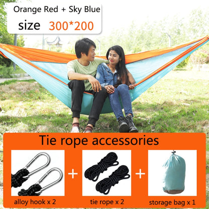 Rynx | Outdoor Hammock Nylon Parachute Cloth Travel Camping Swing, Style: 3m x 2m (Orange+Sky Blue)