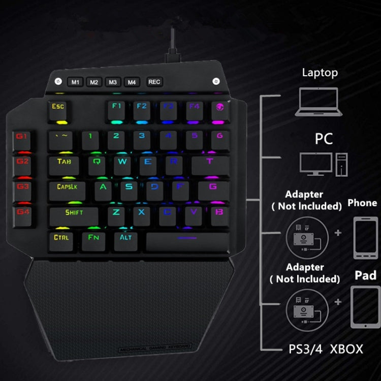 Rynx | K700 44 Keys RGB Illuminated Interchangeable Switch Gaming One-Hand Keyboard, Cable Length: 1m (Blue Shaft)