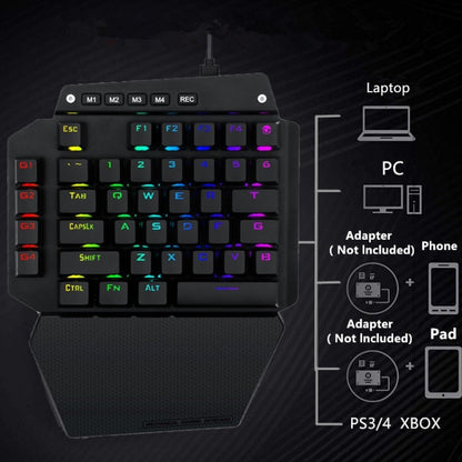 Rynx | K700 44 Keys RGB Illuminated Interchangeable Switch Gaming One-Hand Keyboard, Cable Length: 1m (Blue Shaft)