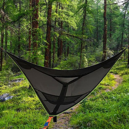 Rynx | 2.8m Family Outdoor Portable Aerial Tent Multi-person Camping Triangle Hammock(Black)