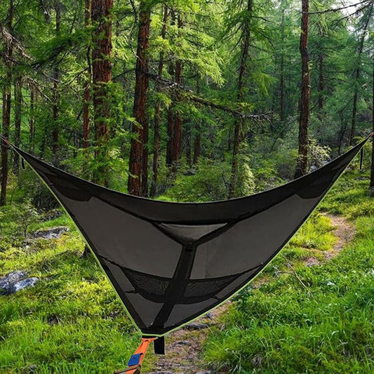 Rynx | 2.8m Family Outdoor Portable Aerial Tent Multi-person Camping Triangle Hammock(Black)