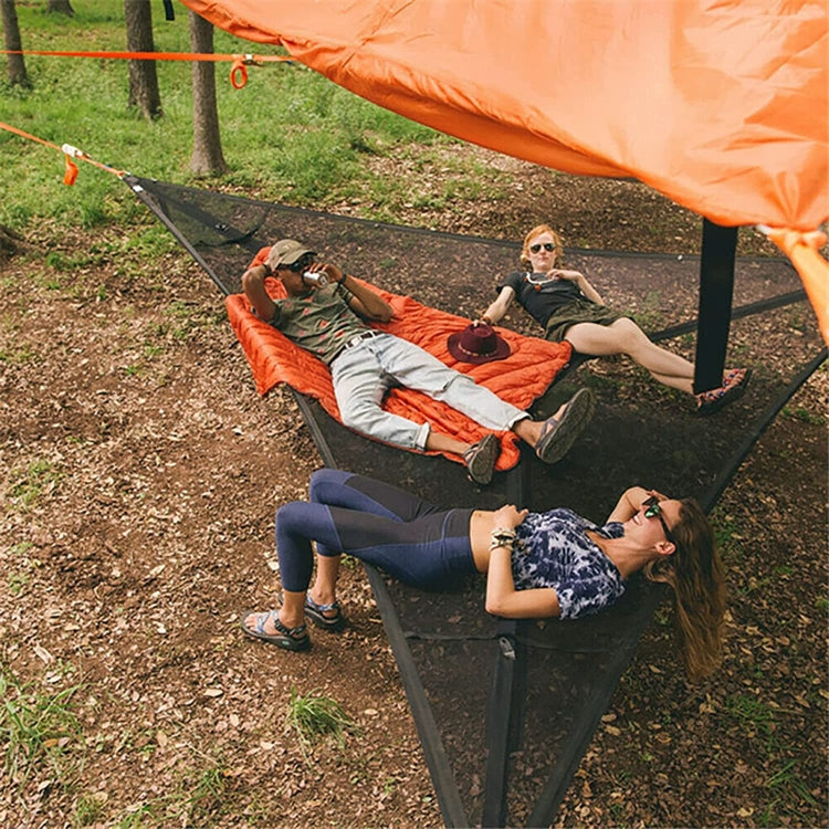Rynx | 2.8m Family Outdoor Portable Aerial Tent Multi-person Camping Triangle Hammock(Black)
