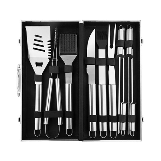 Rynx | 10 in 1 Barbecue Combination Tool Set Aluminum Box Stainless Steel Grill Set