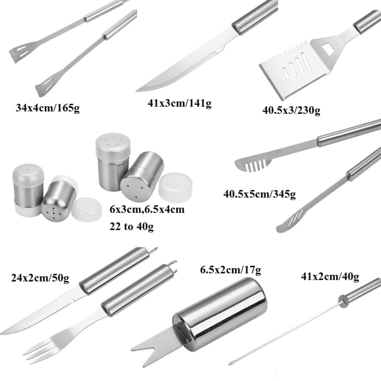 Rynx | 10 in 1 Barbecue Combination Tool Set Aluminum Box Stainless Steel Grill Set