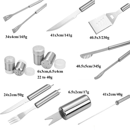 Rynx | 10 in 1 Barbecue Combination Tool Set Aluminum Box Stainless Steel Grill Set