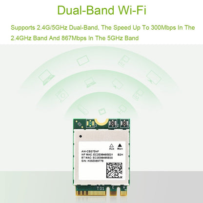 Rynx | Waveshare 24780 AW-CB375NF 2.4G/5GHz Dual-Band WiFi 5 Wireless NIC, RTL8822CE-CG Core, Supports BLE