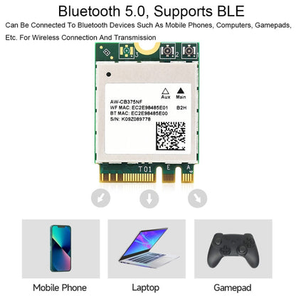 Rynx | Waveshare 24780 AW-CB375NF 2.4G/5GHz Dual-Band WiFi 5 Wireless NIC, RTL8822CE-CG Core, Supports BLE