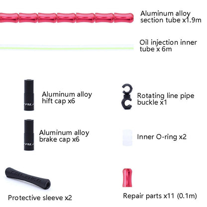Rynx | TRLREQ Mountain Road Bicycle Aluminum Alloy Brake Outer Tube Oil-Filled Fish Bone Line Tube, Colour: Black Green