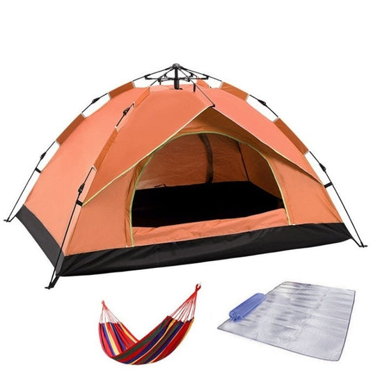 Rynx | TC-014 Outdoor Beach Travel Camping Automatic Spring Multi-Person Tent For 2 People(Orange+Mat+Hammock)