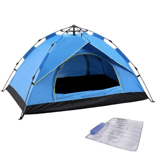 Rynx | TC-014 Outdoor Beach Travel Camping Automatic Spring Multi-Person Tent For 3-4 People(Blue+Mat)