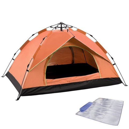 Rynx | TC-014 Outdoor Beach Travel Camping Automatic Spring Multi-Person Tent For 3-4 People(Orange+Mat)