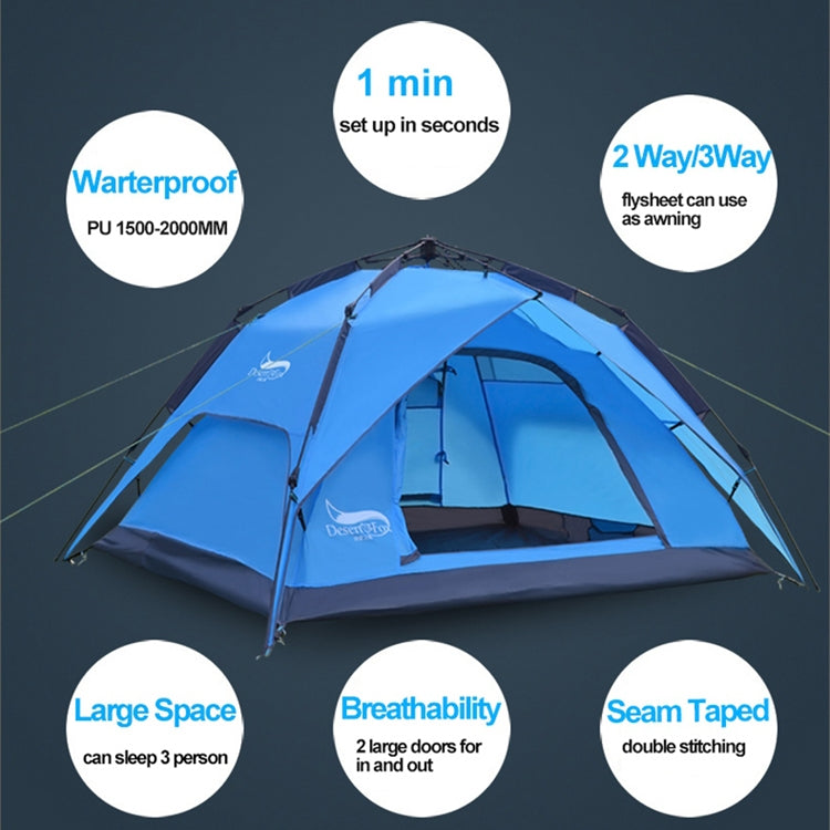 Rynx | Desert&Fox Outdoor Travel Camp Tent Beach Automatic Easily Building Tent for 3-4 People(Army Green)