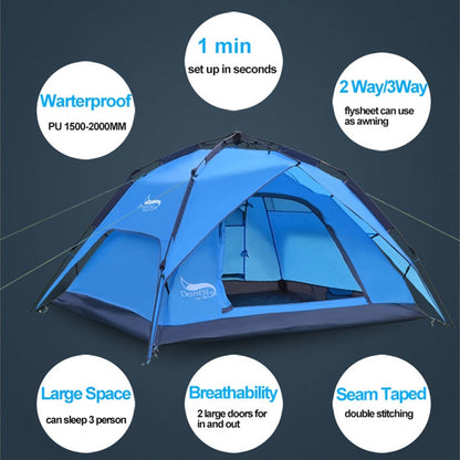 Rynx | Desert&Fox Outdoor Travel Camp Tent Beach Automatic Easily Building Tent for 3-4 People(Army Green)