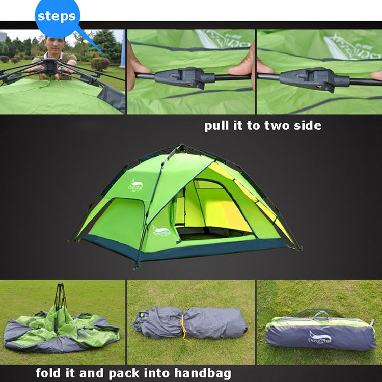 Rynx | Desert&Fox Outdoor Travel Camp Tent Beach Automatic Easily Building Tent for 3-4 People(Army Green)