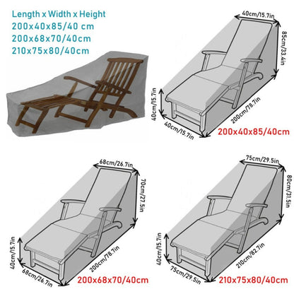 Rynx | Outdoor Beach Chair Dustproof And Waterproof Cover Rocking Chair Furniture Protective Cover, Size: 210x75x80cm(Black+Silver)