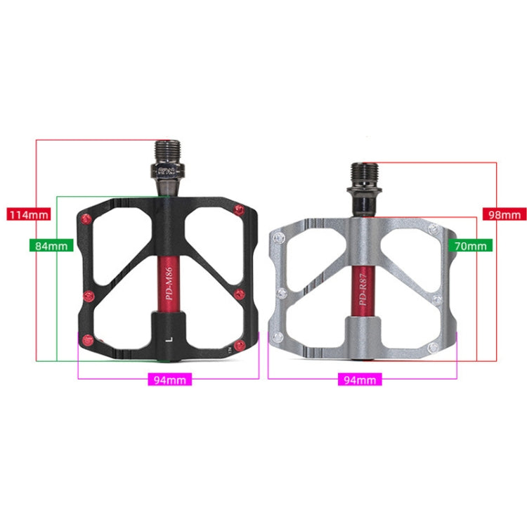 Rynx | PD-M86C  1 Pair PROMEND Bicycle Road Bike Mountain Bike 3 Palin Carbon Fiber Bearing Pedal(Silver)