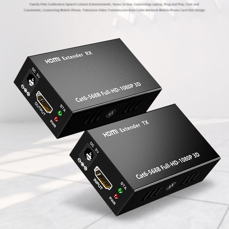 Rynx | 1 Pair HW-YD60 HDMI Extender 1080P Signal Booster, Effective Range: 60m, EU Plug (Black)