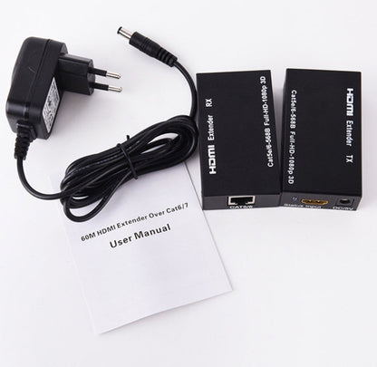 Rynx | 1 Pair HW-YD60 HDMI Extender 1080P Signal Booster, Effective Range: 60m, EU Plug (Black)