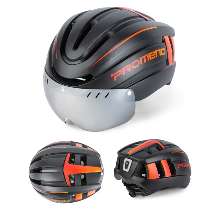 Rynx | PROMEND TK-12H15 Mountain Bike USB Magnetic Goggles Helmet With Warning Light, Size: L(Black Red)