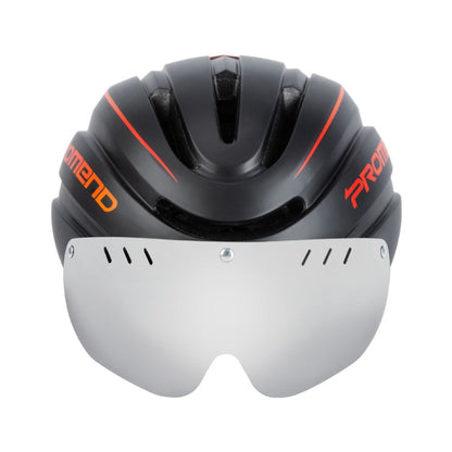 Rynx | PROMEND TK-12H15 Mountain Bike USB Magnetic Goggles Helmet With Warning Light, Size: L(Black Red)