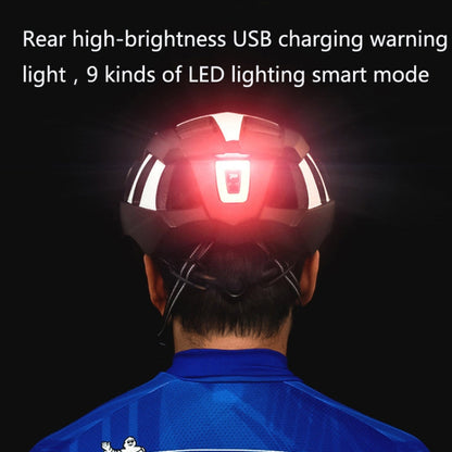 Rynx | PROMEND TK-12H15 Mountain Bike USB Magnetic Goggles Helmet With Warning Light, Size: L(Black Red)