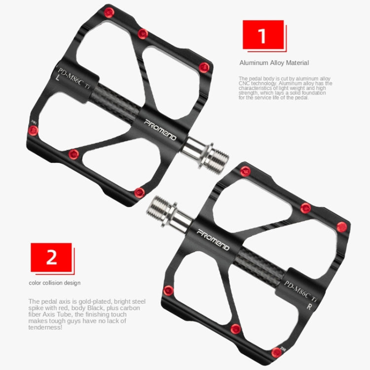 Rynx | 1 Pair PROMEND Titanium Axle Carbon Tube Bicycle Pedal Mountain Bike Road Bike 3 Palin Pedal PD-M86C-TI