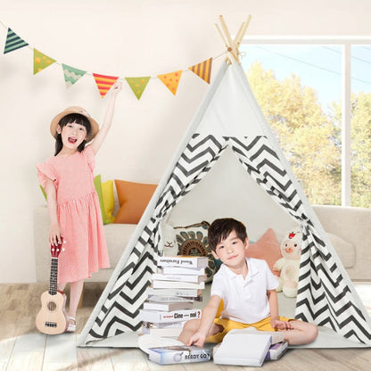 Rynx | Indian Children Tent Cotton Cloth Indoor Play House Parent-Child Doll House(Wavy Pattern)