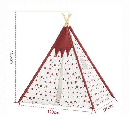 Rynx | Indian Children Tent Cotton Cloth Indoor Play House Parent-Child Doll House(Wavy Pattern)