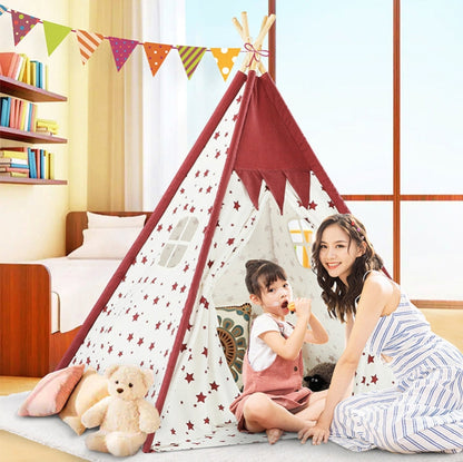 Rynx | Indian Children Tent Cotton Cloth Indoor Play House Parent-Child Doll House(Wavy Pattern)