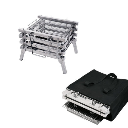 Rynx | CF-723 All Stainless Steel Camping Folding Portable Barbecue Grill Charcoal Grill Wood Stove