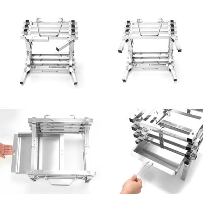 Rynx | CF-723 All Stainless Steel Camping Folding Portable Barbecue Grill Charcoal Grill Wood Stove