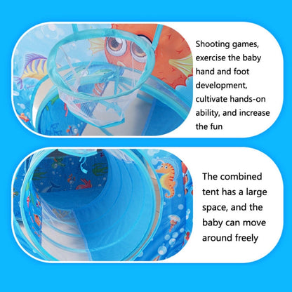 Rynx | 3 in 1 ZP01 Children Tent Play House Tunnel Foldable Shooting Ocean Ball Pool Toy(Blue Sea)