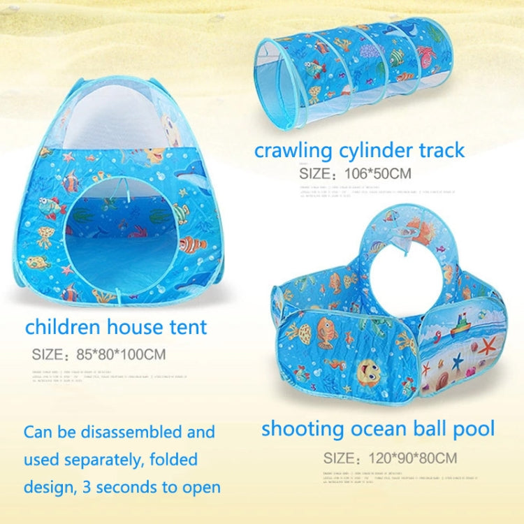 Rynx | 3 in 1 ZP01 Children Tent Play House Tunnel Foldable Shooting Ocean Ball Pool Toy(Blue Sea)