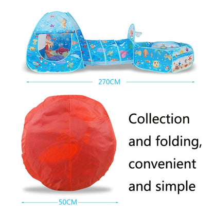 Rynx | 3 in 1 ZP01 Children Tent Play House Tunnel Foldable Shooting Ocean Ball Pool Toy(Blue Sea)