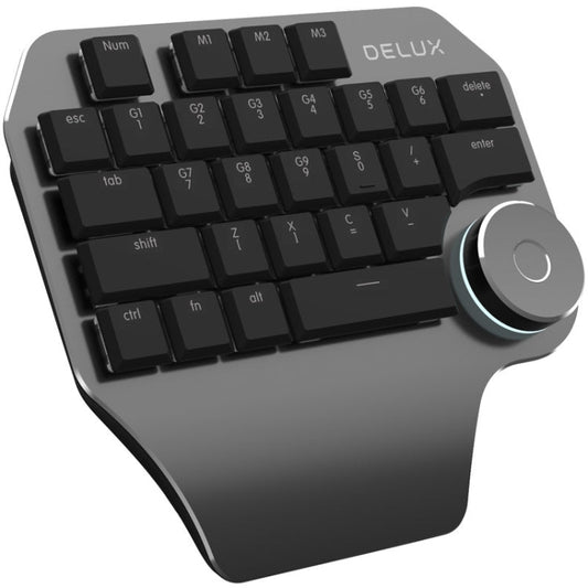 Rynx | DELUX T11 29 Keys One-Hand Keyboard Shortcut Key Language Tool Flat Keyboard, Color: Black