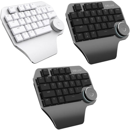 Rynx | DELUX T11 29 Keys One-Hand Keyboard Shortcut Key Language Tool Flat Keyboard, Color: Black