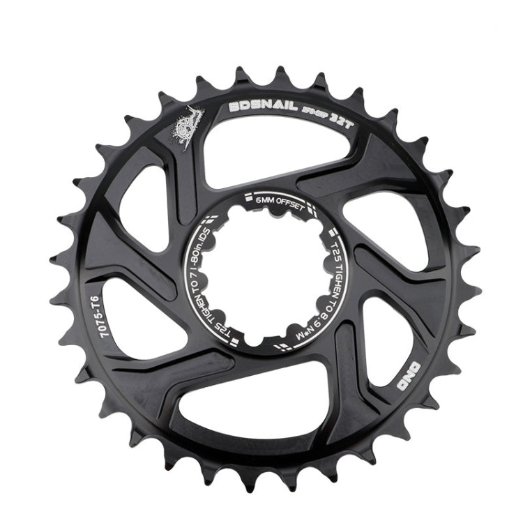 Rynx | BDSNAIL Mountain Bike Single Disk GXP Direct-Shaped Integrated Disk Positive And Negative Tooth Disc, Colour: 32T (Black)